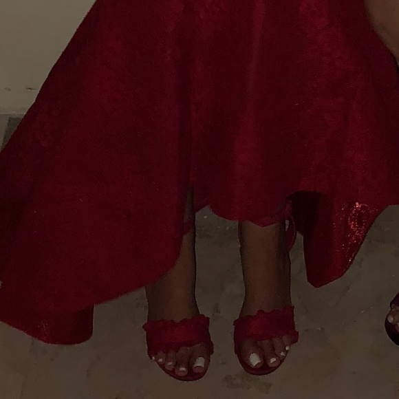 Red Suede Indigo Rd. Block Heels - Picture 5 of 5